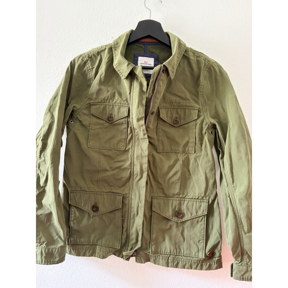 Vineyard Vines Utility Jacket Womens XS Green Full Zip Pocket Field Utility
